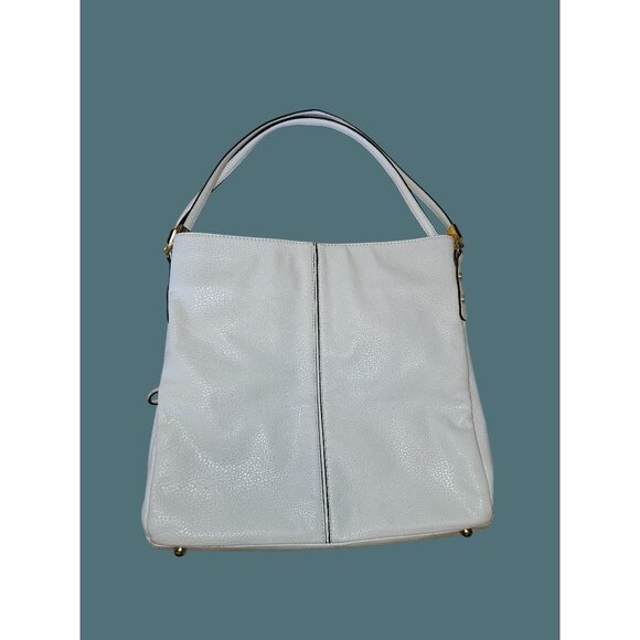 Ann Klein Faux Leather Off White Multi Compartment Shoulder Bag - Picture 2 of 14
